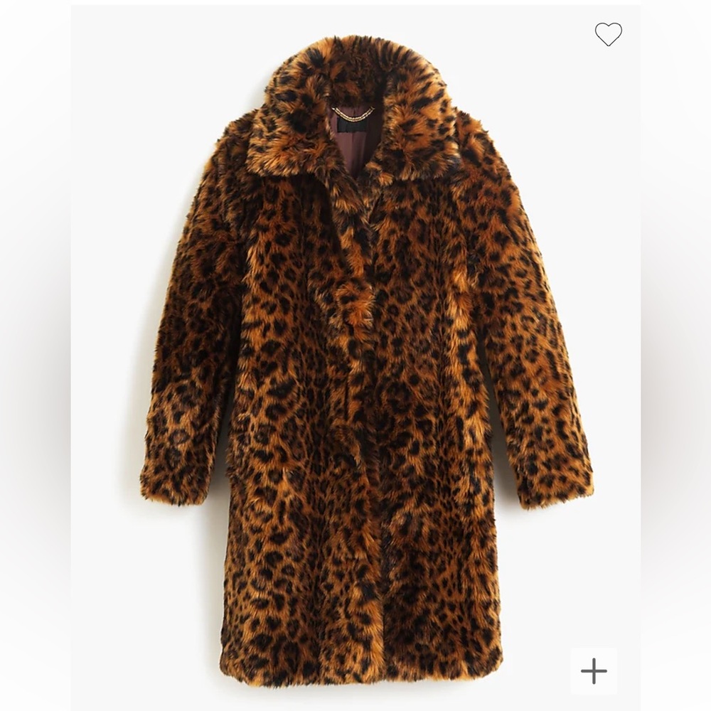 J.CREW Leopard faux fur coat